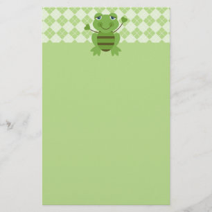 Stick figur Frog w/Argyle Background Brevpapper
