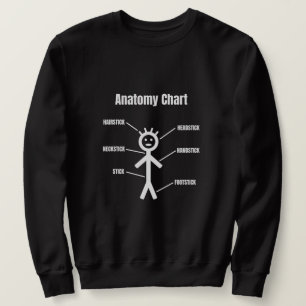 Stick figur Funny Stickman Anatomy Chart Lång Ärmad Tröja
