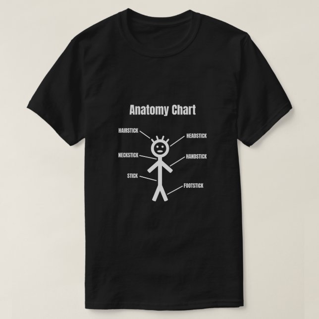 Stick figur Funny Stickman Anatomy Chart T Shirt (Design framsida)
