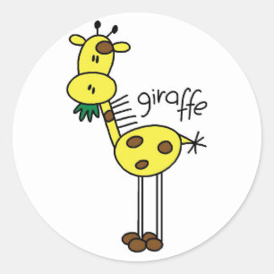 Stick figur Giraffe T-shirts och Gifts Runt Klistermärke