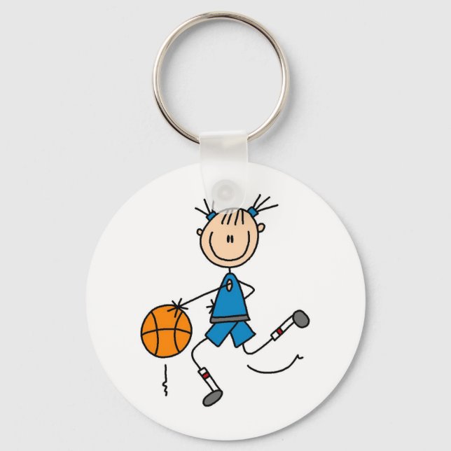Stick figur Girl Basketball Player Tshirts Nyckelring (Framsida)