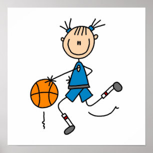 Stick figur Girl Basketball Player Tshirts Poster