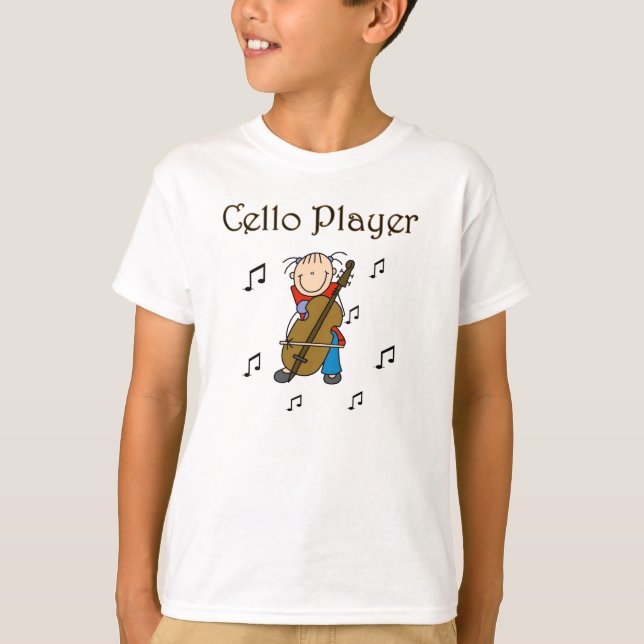 Stick figur Girl Cello Player T-shirts och present (Framsida)