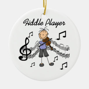 Stick figur Girl Fiddle Player Tshirts and Gifts Julgransprydnad Keramik
