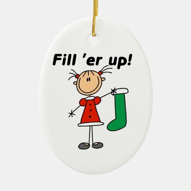 Stick figur Girl Fill'er Up Ornament (Framsidan)
