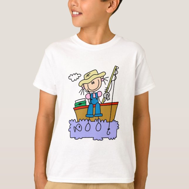 Stick figur Girl Fishing T-shirts and Gifts (Framsida)
