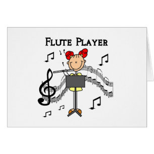 stick figur Girl Flute Player Tshirts and Gifts Hälsningskort