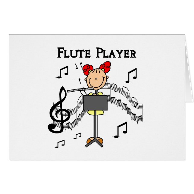 stick figur Girl Flute Player Tshirts and Gifts Hälsningskort (Framsidan Horizontal)