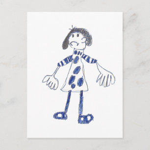 Stick figur Girl frågar efter Hug Vykort