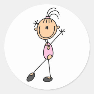 Stick figur Girl Gymnast in Rosa Stickers Runt Klistermärke
