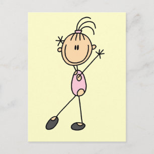 stick figur Girl Gymnast Tshirts och Gifts Vykort