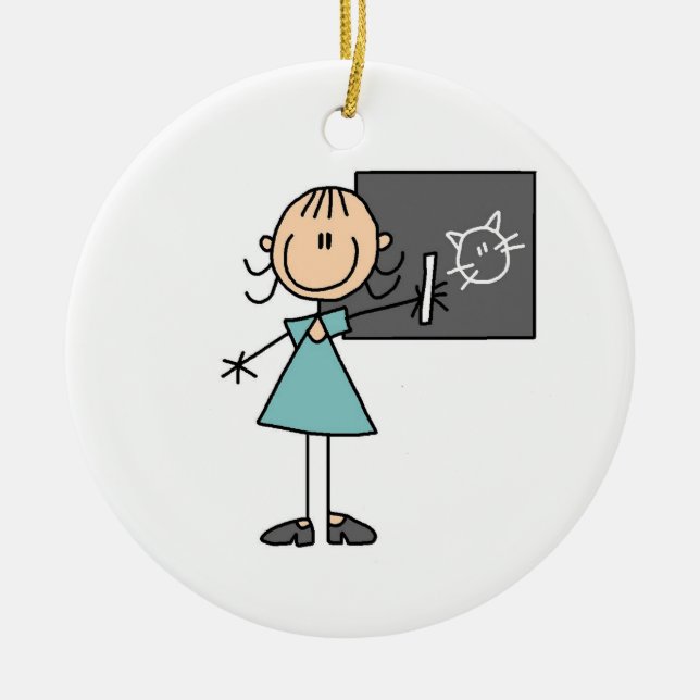 Stick figur Girl in Chalk Board Ornament (Framsidan)