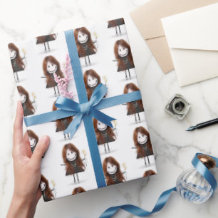 Stick figur Girl in Sneakers on White Presentpapper