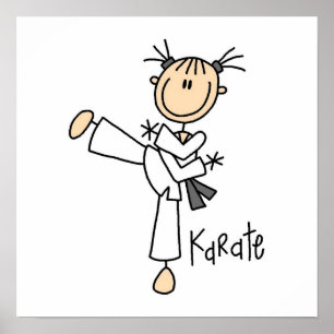 Stick figur Girl Karate T-shirts and Gifts Poster