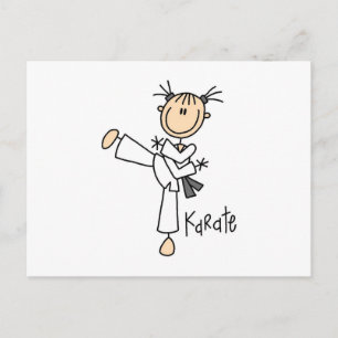 stick figur Girl Karate T-shirts and Gifts Vykort