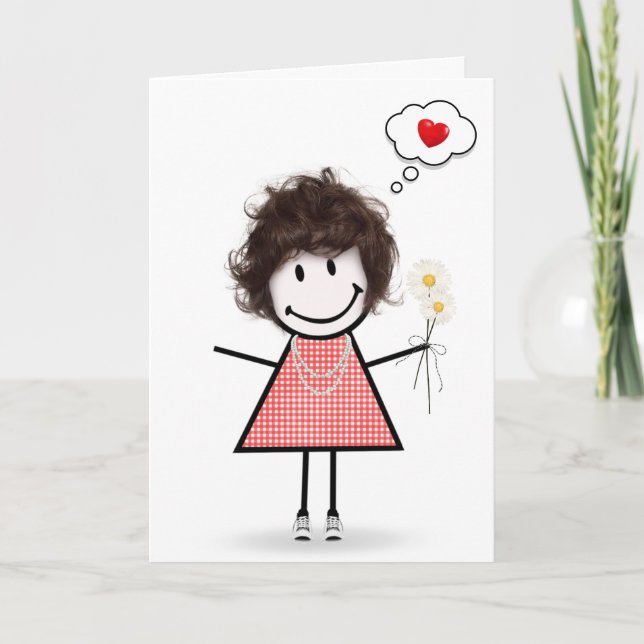 Stick figur Girl... Kort (Framsida)