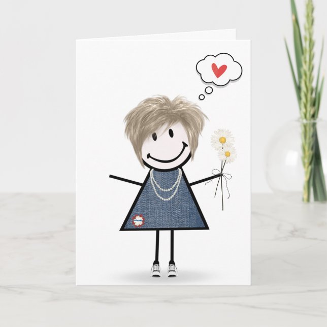 Stick figur Girl... Kort (Framsida)