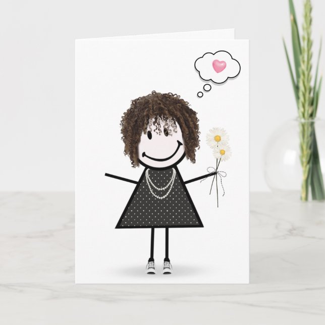 Stick figur Girl... Kort (Framsida)
