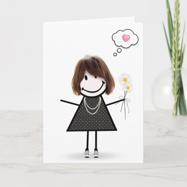 Stick figur Girl... Kort (Framsida)