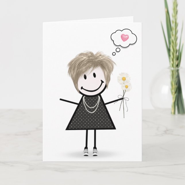 Stick figur Girl... Kort (Framsida)