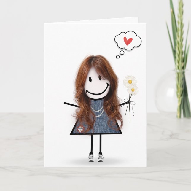 Stick figur Girl... Kort (Framsida)