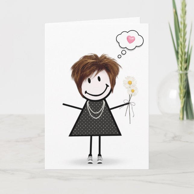 Stick figur Girl... Kort (Framsida)
