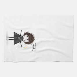 Stick figur Girl med Daisy Kökshandduk