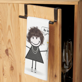 Stick figur Girl med Daisy Kökshandduk