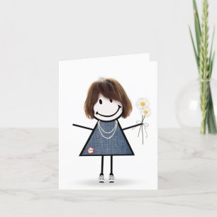 Stick figur Girl med Daisy Kort