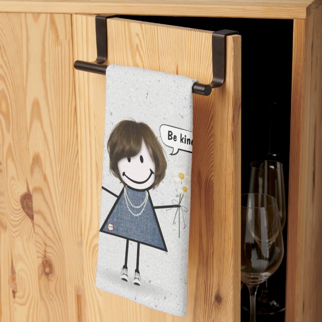 Stick figur Girl med offert Kökshandduk (Thirds Fold)