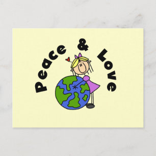 stick figur Girl Peace and Kärlek T-shirts and Gif Vykort
