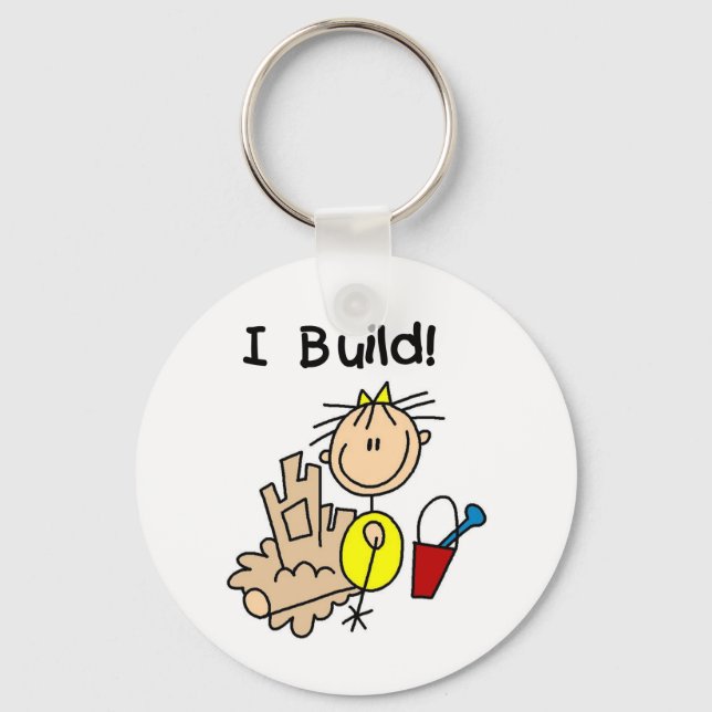 Stick figur Girl Sand Castle Nyckelring (Framsida)