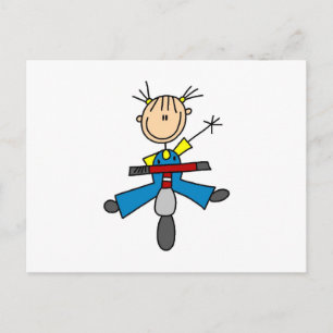 stick figur Girl som kör en Scooter Vykort