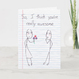 Stick figur Girl to Boy Valentine Helgkort