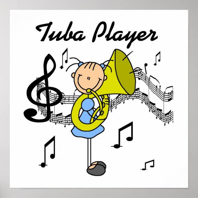 Stick figur Girl Tuba Player T-shirts och GIfts Poster (Framsidan)