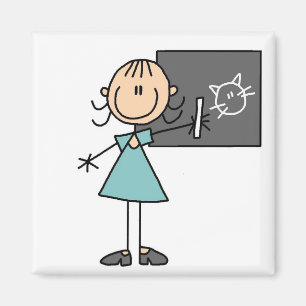 Stick figur Girl vid Chalk Board Magnet
