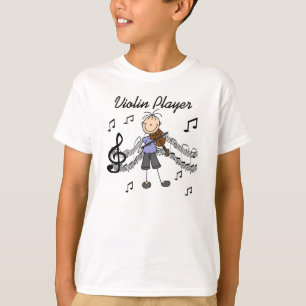 Stick figur Girl Violin Player T-shirts och presen
