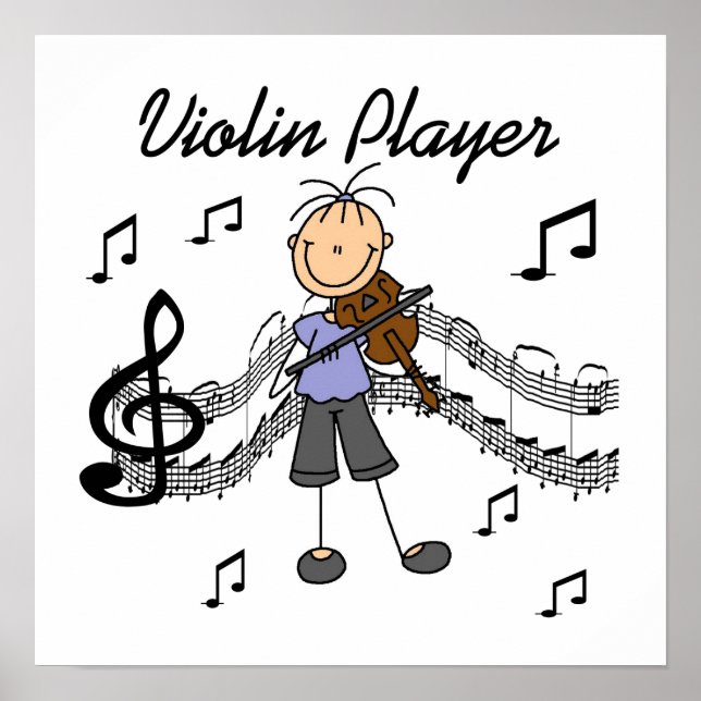 Stick figur Girl Violin Player T-shirts och presen Poster (Framsidan)