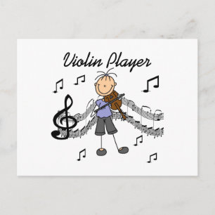 stick figur Girl Violin Player T-shirts och presen Vykort
