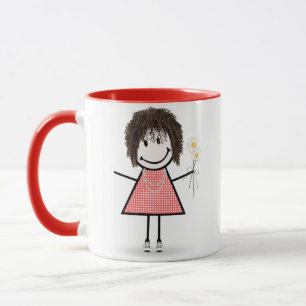 Stick figur Girl with Daisys and Quote Mugg