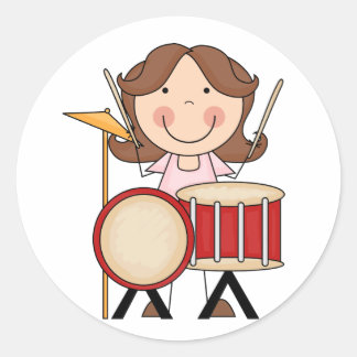 Stick figur Girl with Drums Runt Klistermärke