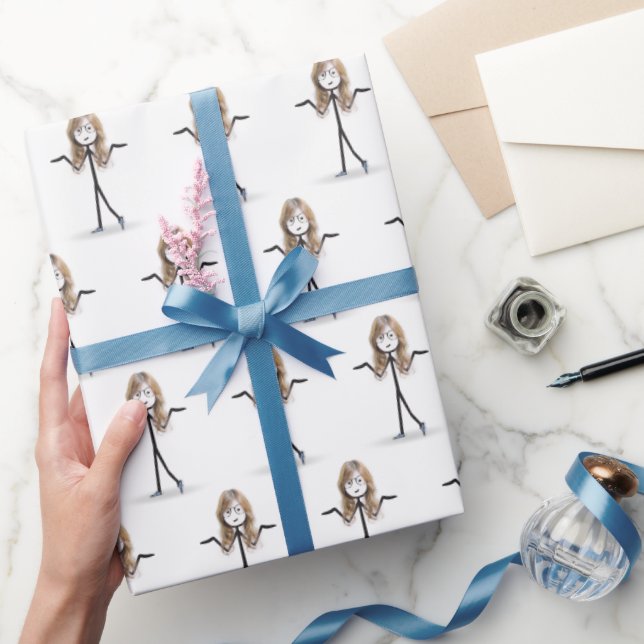 Stick figur Girl with Glass Sneakers Presentpapper (Gifting)