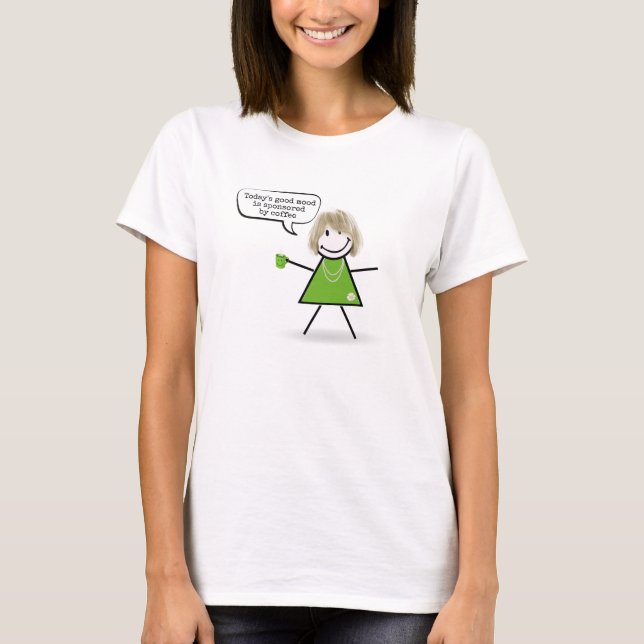 Stick figur Girl with Grönt Coffee Mugg T Shirt (Framsida)