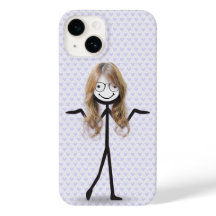 Stick figur Girl with Hair and Glasses