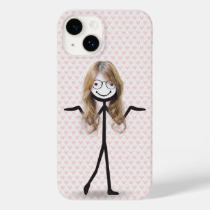 Stick figur Girl with Hair and Glasses