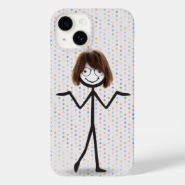 Stick figur Girl with Hair and Glasses