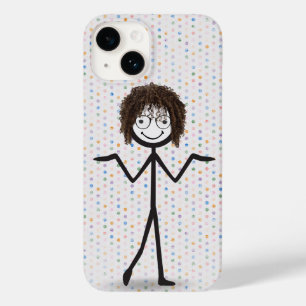 Stick figur Girl with Hair and Glasses