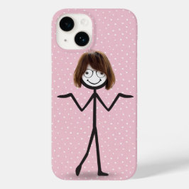 Stick figur Girl with Hair and Glasses