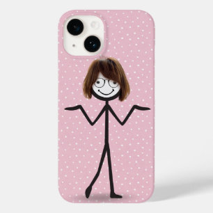 Stick figur Girl with Hair and Glasses