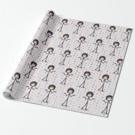Stick figur Girl with Hair and Glasses Presentpapper